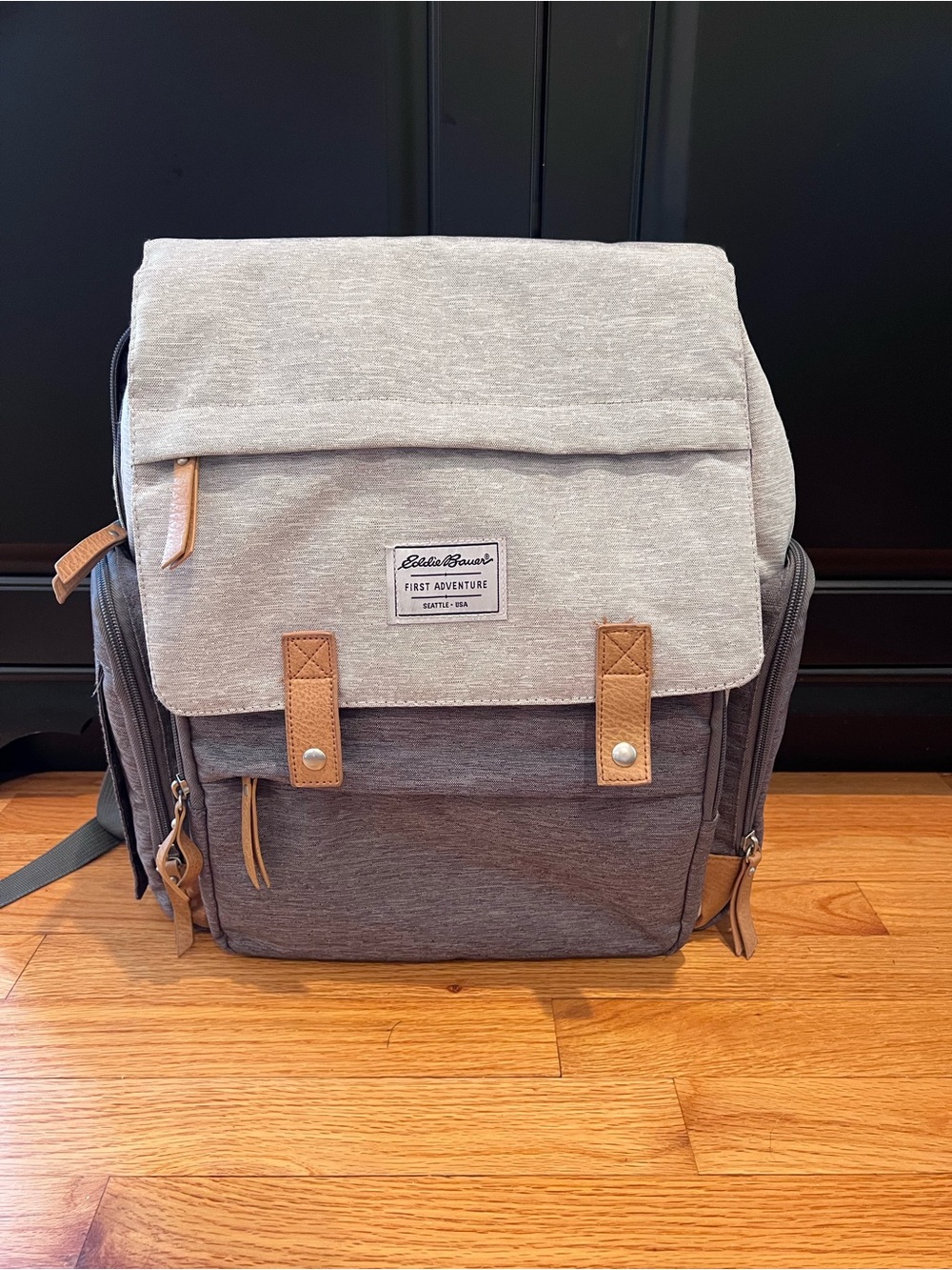 Eddie Bauer Gray Two-Tone Canvas Backpack - Diaper Bag